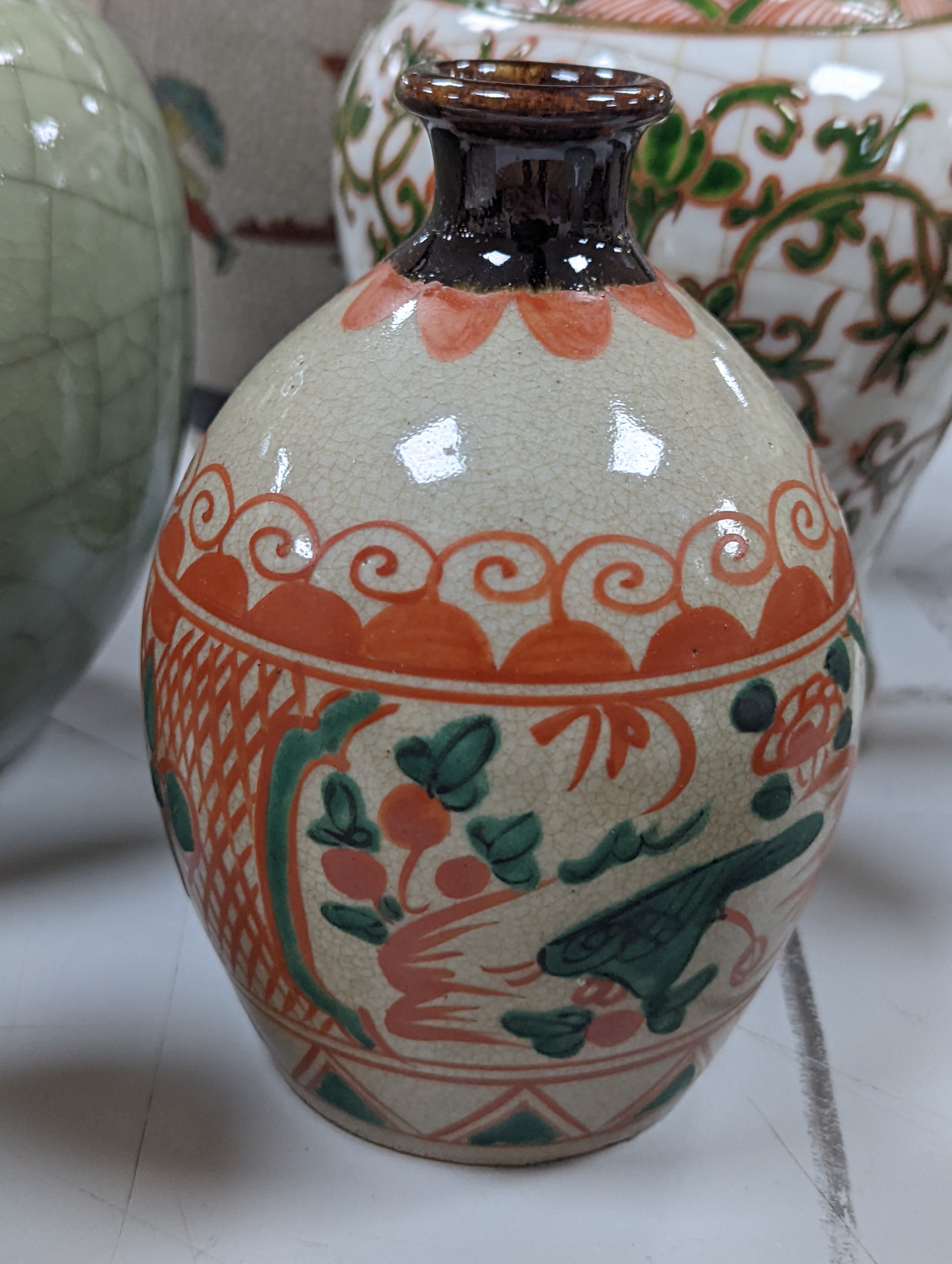 A group of 19th/20th century Chinese crackle glaze vases, tallest 30 cms high.
